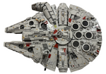 LEGO® Millennium Falcon™ display stand featuring a 70° angled platform with a black support structure and a rectangular base.