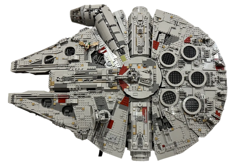 LEGO® Millennium Falcon™ display stand featuring a 70° angled platform with a black support structure and a rectangular base.